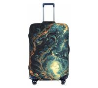 Kuilepa Enchanted Forest Skull Path Print Luggage Covers For Suitcase,Elastic Washable & Stretchable Suitcase Covers For Luggage, Anti-Scratch - Fits 18-32 Inch Luggage-No Luggage Included, Black, XL