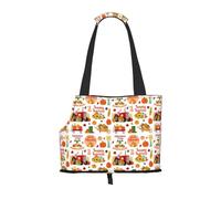 Kuilepa Fall Farm Pumpkin Print Dog Carrier for Small Dogs,Soft Sided Pet Carrier Bag with Pockets,Portable Medium Dog Puppy Large Cat Travel Handbag Tote for Hiking Traveling Outdoor