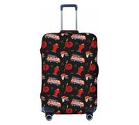 Kuilepa Fire Fighting Print Luggage Covers For Suitcase,Elastic Washable & Stretchable Suitcase Covers For Luggage, Anti-Scratch - Fits 18-32 Inch Luggage-No Luggage Included, Black, M