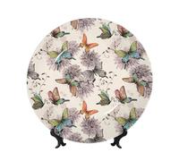 Kuilepa Flying Butterflies For Decorative Plate For Home Decor,Ceramic Display Plate With Stand For Dining Room Kitchen Living Room Table Decoration-6in