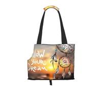 Kuilepa Follow Your Dream Dreamcatcher Print Dog Carrier for Small Dogs,Soft Sided Pet Carrier Bag with Pockets,Portable Medium Dog Puppy Large Cat Travel Handbag Tote for Hiking Traveling Outdoor