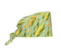 Kuilepa Fresh Sweet Corn Print Working Caps With Sweatband Adjustable Working Hats Elastic Scrub Hats Nurse Scrub Cap Nurse Hats
