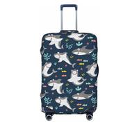 Kuilepa Friendly Sharks Print Luggage Covers For Suitcase,Elastic Washable & Stretchable Suitcase Covers For Luggage, Anti-Scratch - Fits 18-32 Inch Luggage-No Luggage Included, Black, XL