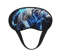 Kuilepa Futuristic Blue Light White Tiger Print Sleep Eye Mask for Men Women,Light Blocking Night Blindfold,Soft Eye Shade Cover for Travel