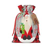 Kuilepa Gnome And Buffalo Plaid Print Linen Burlap Bags With Gift Tags,Gift Bags Wedding Party,Christmas Birthday Presents For Party Home Supplies