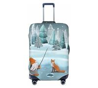 Kuilepa Gnome And Red Fox Fishing Print Luggage Covers For Suitcase,Elastic Washable & Stretchable Suitcase Covers For Luggage, Anti-Scratch - Fits 18-32 Inch Luggage-No Luggage Included, Black, XL