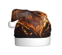 Kuilepa Gold Flame Pattern Wolf Print Christmas Hat,Santa Hat,Xmas Holiday Hat For Adults,Thickened Santa Hats For Christmas New Year Holiday Party Supplies