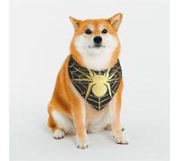 Kuilepa Gold Spider On The Web Print Dog Bandana Birthday Gift Washable Bandana Scarf for Small to Large Dog Puppy Cat-Large