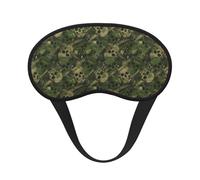 Kuilepa Green Camouflage Skull Print Sleep Eye Mask for Men Women,Light Blocking Night Blindfold,Soft Eye Shade Cover for Travel