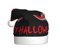 Kuilepa Happy Halloween2 Print Christmas Hat,Santa Hat,Xmas Holiday Hat For Adults,Thickened Santa Hats For Christmas New Year Holiday Party Supplies