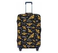 Kuilepa Hohey Bee Golden Embroidery Print Luggage Covers For Suitcase,Elastic Washable & Stretchable Suitcase Covers For Luggage, Anti-Scratch - Fits 18-32 Inch Luggage-No Luggage Included, Black, L