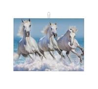 Kuilepa Horses Running Through The Water Print Dish Drying Mat For Kitchen Counter Drying Mats Microfiber Kitchen Countertop Protector Dishes Pad Large18x24 Inch
