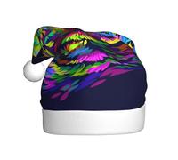 Kuilepa Howling Wolf Print Christmas Hat,Santa Hat,Xmas Holiday Hat For Adults,Thickened Santa Hats For Christmas New Year Holiday Party Supplies