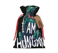 Kuilepa Hungry Tyrannosaurus Print Linen Burlap Bags With Gift Tags,Gift Bags Wedding Party,Christmas Birthday Presents For Party Home Supplies