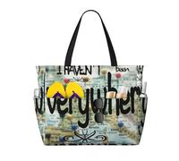 Kuilepa I Haven'T Been Everywhere But Its On My List Print Beach Pool Bags Tote For Women Ladies Large Gym Tote Carry On Bag For Weekender Travel Waterproof