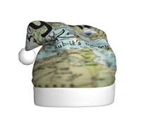 Kuilepa I Haven'T Been Everywhere But Its On My List Print Christmas Hat,Santa Hat,Xmas Holiday Hat For Adults,Thickened Santa Hats For Christmas New Year Holiday Party Supplies