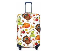 Kuilepa I Love Coffee Travel Luggage Cover Spandex Elastic Suitcase Protector For 18-32 Inch Luggage-, Holiday Thanksgiving Turkey Apple Family Dinner, L