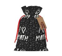 Kuilepa I Love Math Print Linen Burlap Bags With Gift Tags,Gift Bags Wedding Party,Christmas Birthday Presents For Party Home Supplies