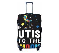 Kuilepa I Love With Autism To The Moon And Back Print Luggage Covers For Suitcase,Elastic Washable & Stretchable Suitcase Covers For Luggage, Anti-Scratch - Fits 18-32 Inch Luggage-No Luggage Included
