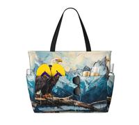 Kuilepa Iceberg Bald Eagle Print Beach Pool Bags Tote For Women Ladies Large Gym Tote Carry On Bag For Weekender Travel Waterproof