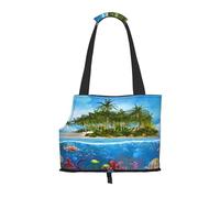 Kuilepa Island and Coral Reef Print Dog Carrier for Small Dogs,Soft Sided Pet Carrier Bag with Pockets,Portable Medium Dog Puppy Large Cat Travel Handbag Tote for Hiking Traveling Outdoor