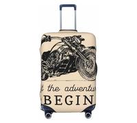 Kuilepa Let The Adventure Begin Print Luggage Covers For Suitcase,Elastic Washable & Stretchable Suitcase Covers For Luggage, Anti-Scratch - Fits 18-32 Inch Luggage-No Luggage Included, Black, S