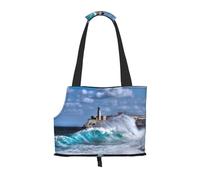 Kuilepa Lighthouse in Havana Print Dog Carrier for Small Dogs,Soft Sided Pet Carrier Bag with Pockets,Portable Medium Dog Puppy Large Cat Travel Handbag Tote for Hiking Traveling Outdoor
