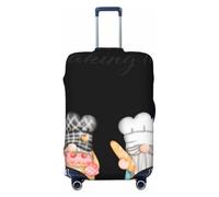 Kuilepa Little Chef Gnome Print Luggage Covers For Suitcase,Elastic Washable & Stretchable Suitcase Covers For Luggage, Anti-Scratch - Fits 18-32 Inch Luggage-No Luggage Included, Black, S