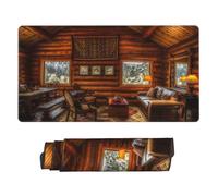 Kuilepa Log Cabin Inside Print Large Gaming Mouse Pad,Non-Slip Waterproof Rubber Base Mouse Pad for Gaming & Office & Home,29.5 X 16inch
