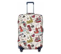 Kuilepa London Landmark Print Luggage Covers For Suitcase,Elastic Washable & Stretchable Suitcase Covers For Luggage, Anti-Scratch - Fits 18-32 Inch Luggage-No Luggage Included, Black, L