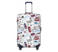 Kuilepa London Landmark2 Print Luggage Covers For Suitcase,Elastic Washable & Stretchable Suitcase Covers For Luggage, Anti-Scratch - Fits 18-32 Inch Luggage-No Luggage Included, Black, L