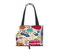 Kuilepa London Symbols Print Dog Carrier for Small Dogs,Soft Sided Pet Carrier Bag with Pockets,Portable Medium Dog Puppy Large Cat Travel Handbag Tote for Hiking Traveling Outdoor