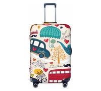 Kuilepa London Symbols Print Luggage Covers For Suitcase,Elastic Washable & Stretchable Suitcase Covers For Luggage, Anti-Scratch - Fits 18-32 Inch Luggage-No Luggage Included, Black, S