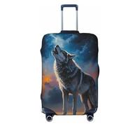 Kuilepa Lonely Night Sky Wolf Print Luggage Covers For Suitcase,Elastic Washable & Stretchable Suitcase Covers For Luggage, Anti-Scratch - Fits 18-32 Inch Luggage-No Luggage Included, Black, XL