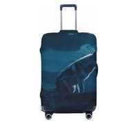 Kuilepa Lonely Night Wolf Print Luggage Covers For Suitcase,Elastic Washable & Stretchable Suitcase Covers For Luggage, Anti-Scratch - Fits 18-32 Inch Luggage-No Luggage Included, Black, XL