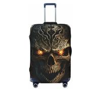 Kuilepa Metal Evil Skull Print Luggage Covers For Suitcase,Elastic Washable & Stretchable Suitcase Covers For Luggage, Anti-Scratch - Fits 18-32 Inch Luggage-No Luggage Included, Black, XL
