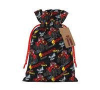 Kuilepa Monster Truck Print Linen Burlap Bags With Gift Tags,Gift Bags Wedding Party,Christmas Birthday Presents For Party Home Supplies