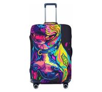 Kuilepa Neon Pop Art Pitbull Print Luggage Covers For Suitcase,Elastic Washable & Stretchable Suitcase Covers For Luggage, Anti-Scratch - Fits 18-32 Inch Luggage-No Luggage Included, Black, L