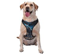 Kuilepa No Pull Dog Harness Adjustable Reflective Oxford Easy Control Medium Large Dog Harness,Large,Lonely Night Sky Wolf