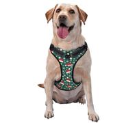 Kuilepa No Pull Dog Harness Adjustable Reflective Oxford Easy Control Medium Large Dog Harness,Large,Santa Hat Joy Green Festive