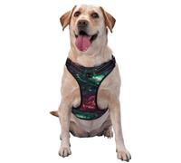 Kuilepa No Pull Dog Harness Adjustable Reflective Oxford Easy Control Medium Large Dog Harness,Large,Red and Green Carnation