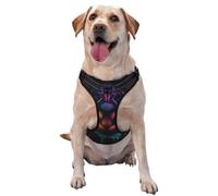Kuilepa No Pull Dog Harness Adjustable Reflective Oxford Easy Control Medium Large Dog Harness,Large,Futuristic Cat Warrior