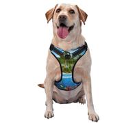 Kuilepa No Pull Dog Harness Adjustable Reflective Oxford Easy Control Medium Large Dog Harness,Large,Island and Coral Reef