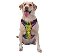 Kuilepa No Pull Dog Harness Adjustable Reflective Oxford Easy Control Medium Large Dog Harness,Medium,Animal Paw Rainbow