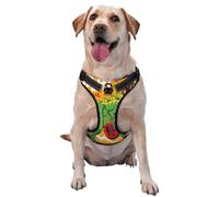 Kuilepa No Pull Dog Harness Adjustable Reflective Oxford Easy Control Medium Large Dog Harness,Medium,Cool Dinosaur Playing Guitar