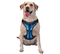 Kuilepa No Pull Dog Harness Adjustable Reflective Oxford Easy Control Medium Large Dog Harness,Medium,Futuristic Blue Light Wolf