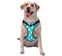 Kuilepa No Pull Dog Harness Adjustable Reflective Oxford Easy Control Medium Large Dog Harness,Small,Aqua and White Polka Dot