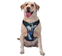 Kuilepa No Pull Dog Harness Adjustable Reflective Oxford Easy Control Medium Large Dog Harness,Small,Futuristic Blue Light White Tiger