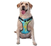 Kuilepa No Pull Dog Harness Adjustable Reflective Oxford Easy Control Medium Large Dog Harness,Small,World Map with Animals Landmarks