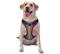 Kuilepa No Pull Dog Harness Adjustable Reflective Oxford Easy Control Medium Large Dog Harness,Small,Leopard Neon Rainbow Gradient